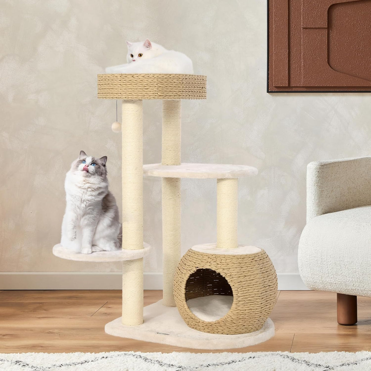 KAMABOKO Modern Cat Tree, 39" Tall Cat Trees for Kittens Climb Play & Rest, Cat-Tree for Indoor