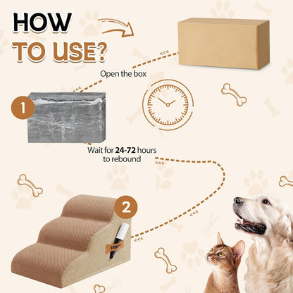 Romrol Dog Stairs Ramp for Beds Couches, Extra Wide Pet Steps with Durable Non-Slip Waterproof
