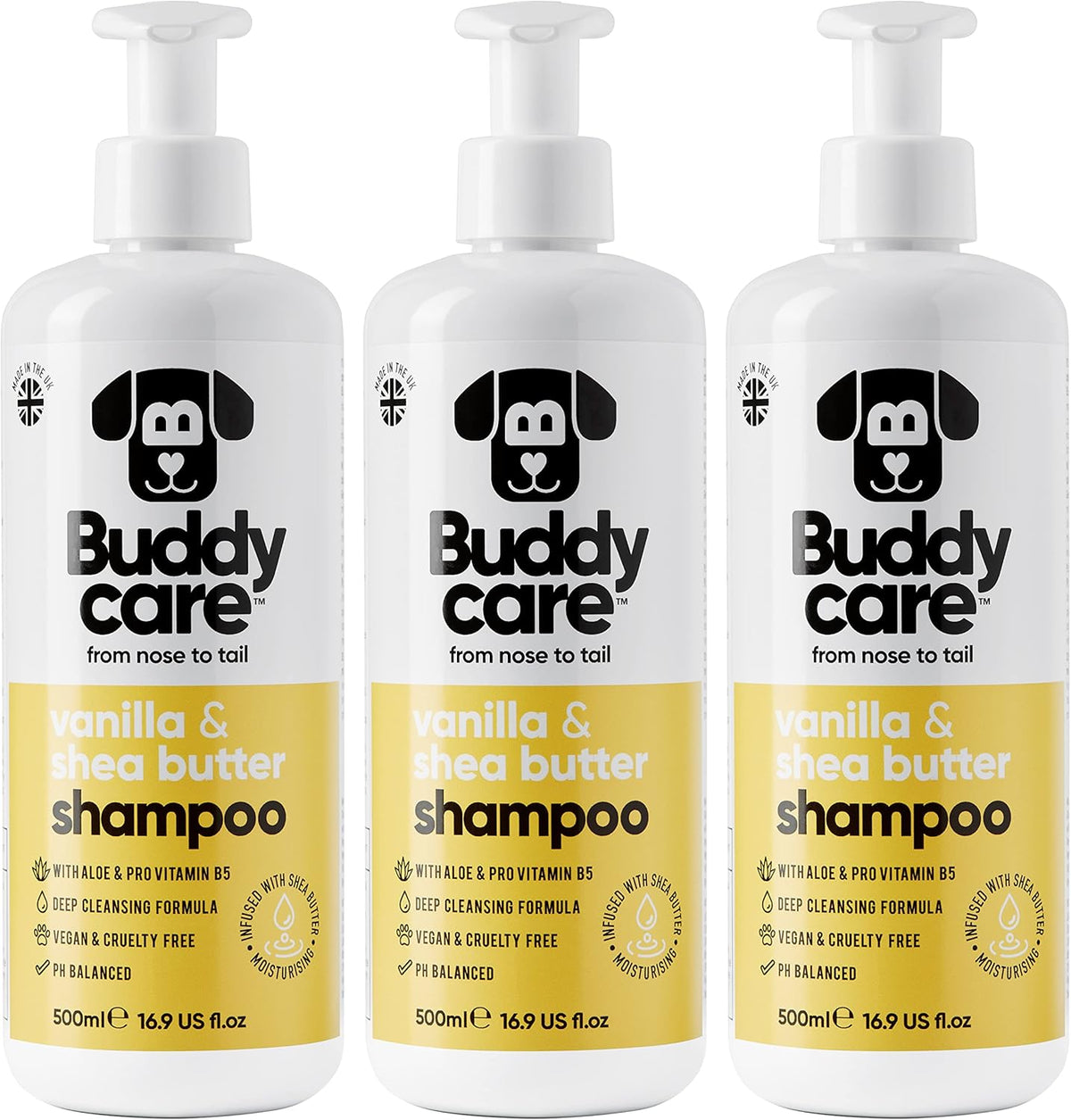 Vanilla & Shea Butter Dog Shampoo by Buddycare | Moisturising Shampoo for Dogs | Vanilla & Shea