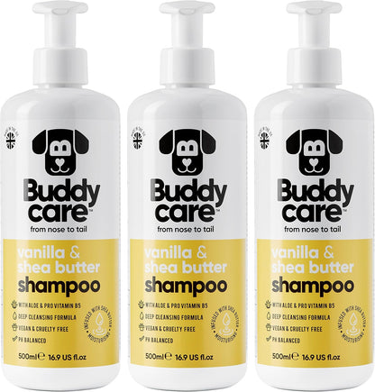 Vanilla & Shea Butter Dog Shampoo by Buddycare | Moisturising Shampoo for Dogs | Vanilla & Shea
