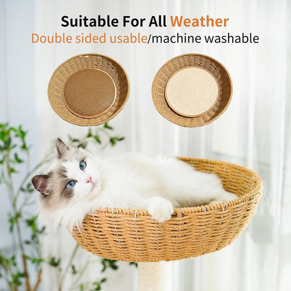 Modern Cat Tree Tower,Hand-Woven Ma Teng cat nest, Sisal-Covered Scratching Posts for Indoor Cats