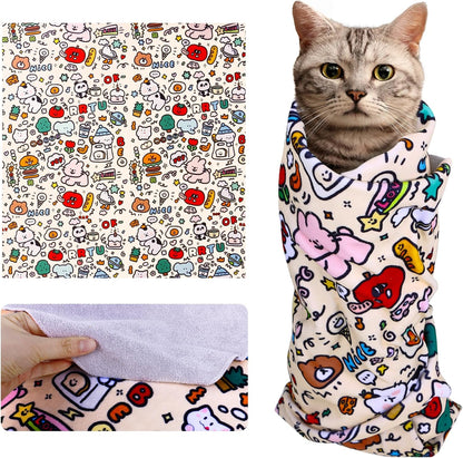 Cat Wrap for Cutting Nails and Grooming(27" x27"), Cat Restraint Wrap for Nail