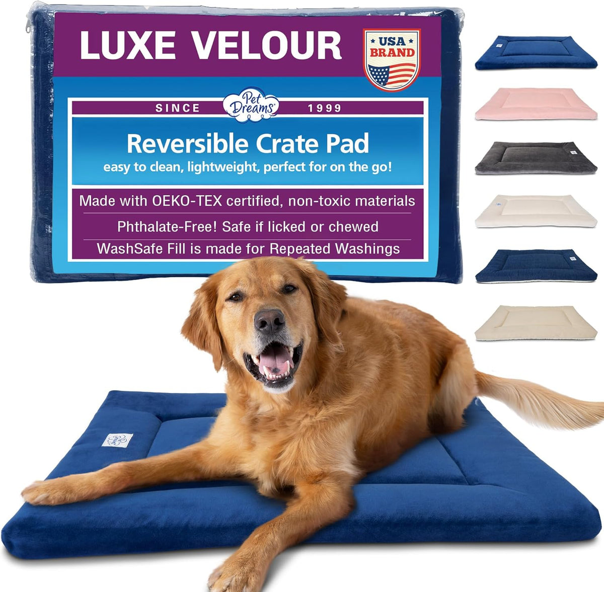 Pet Dreams Dog Crate Pad - Washable Kennel Mat, Crate Pads for Dog Cages, Non-Toxic, Flat Indoor