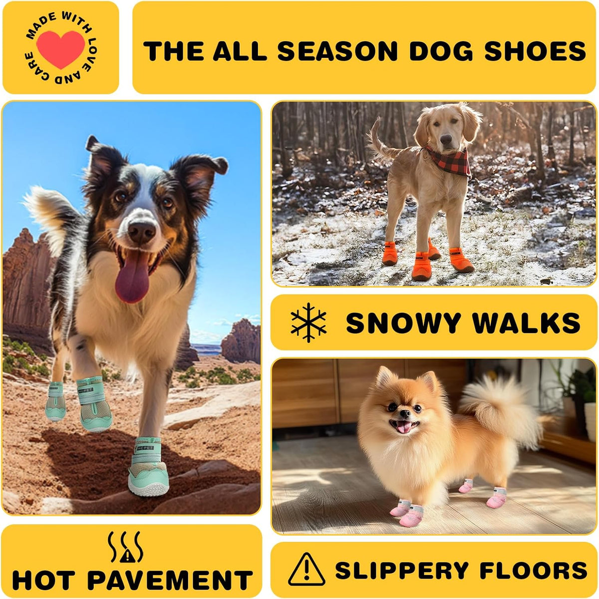 Hcpet Dog Shoes for Large Dogs, Breathable Dog Booties for Small Medium Dogs, Anti-Slip Dog Boots &
