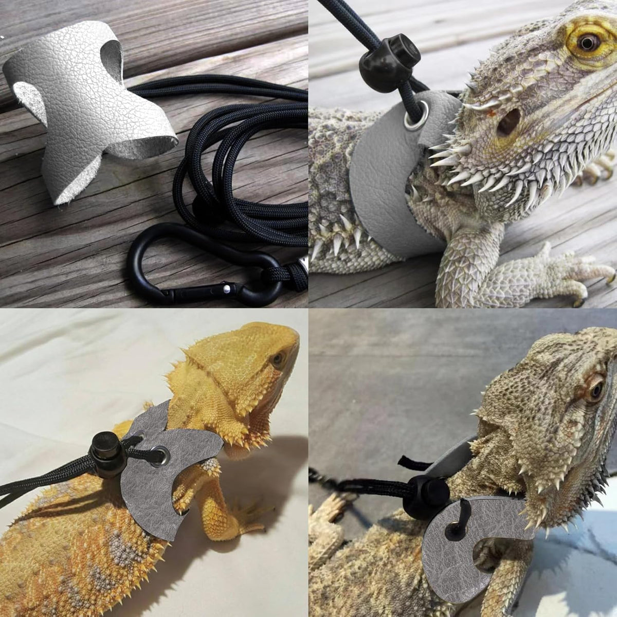 Leopard Gecko Portable Carrier with Leather Harness and Leash Set,Small Animal Travel Cage with