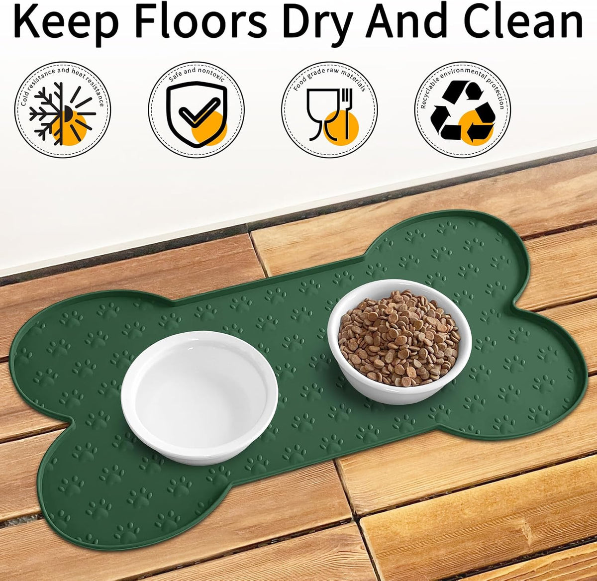 Dog Food Mat Anti-Slip Silicone Dog Bowl Mat Thicker Pet Placemat Waterproof Cat Feeder Pad with