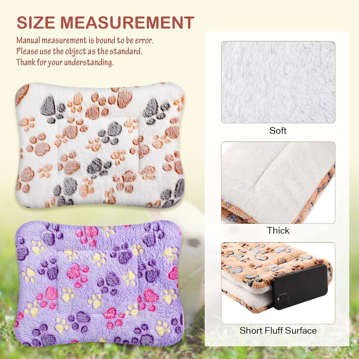 4 Pack Ultra Soft Dog Cat Bed Mat with Cute Prints Reversible Fleece Dog Crate Kennel Pad Cozy