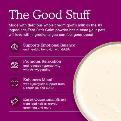 Fera Pets Goat Milk - Calming Supplement for Dogs & Cats - Ashwagandha, L-Theanine, & Passion