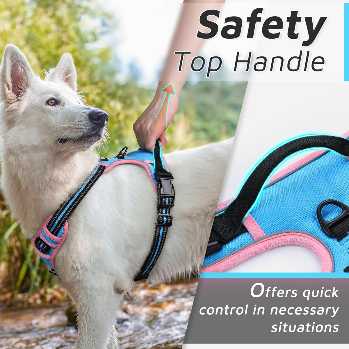 Eagloo Dog Harness Small Sized Dog, No Pull Service Vest with Reflective Strips and Control Handle
