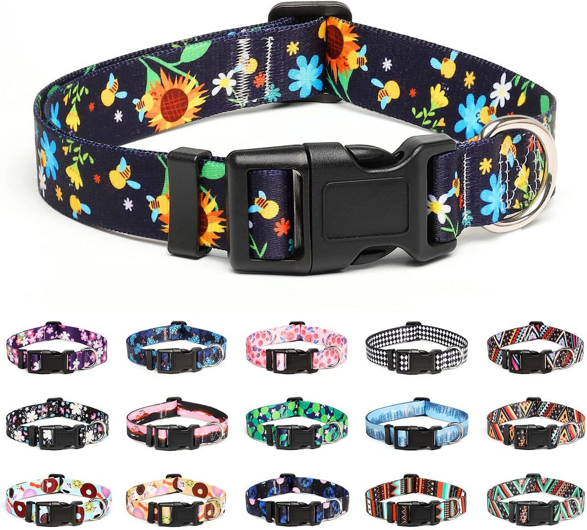 Mercano Adjustable Dog Collar - Special Design Patterns, Soft Nylon Comfortable Durable Pet Collar