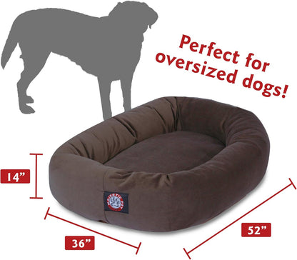 Majestic Pet 52 Inch Suede Calming Dog Bed Washable 52x35x11 (Inch) – Cozy Soft Round Donut Dog Bed