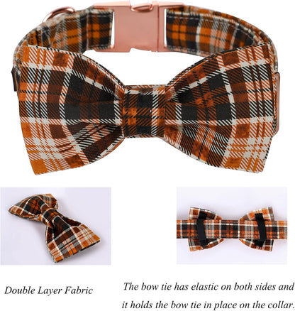 Lionet Paws Halloween Dog Collar with Bowtie - Cute Cotton Adjustable Fall Bowtie Dog Collar with