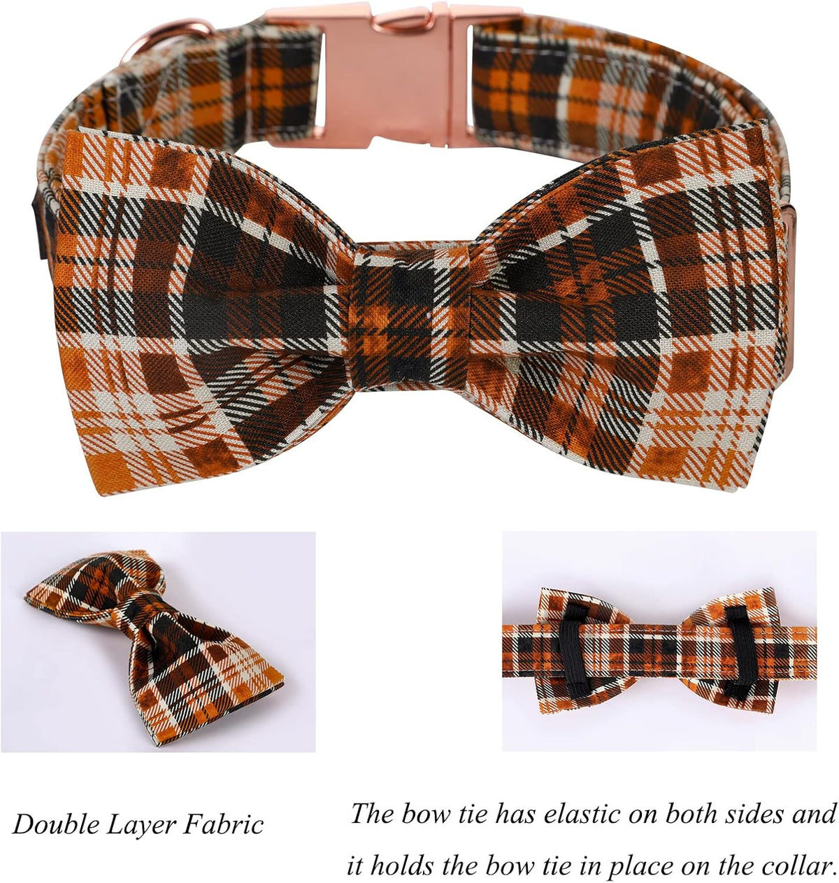 Lionet Paws Halloween Dog Collar with Bowtie - Cute Cotton Adjustable Fall Bowtie Dog Collar with
