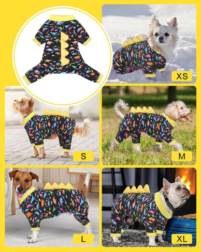 CuteBone Dinosaur Costume Dog Pajamas, Stretchy Spandex Crystal Velvet Sleepwear Coat for Small