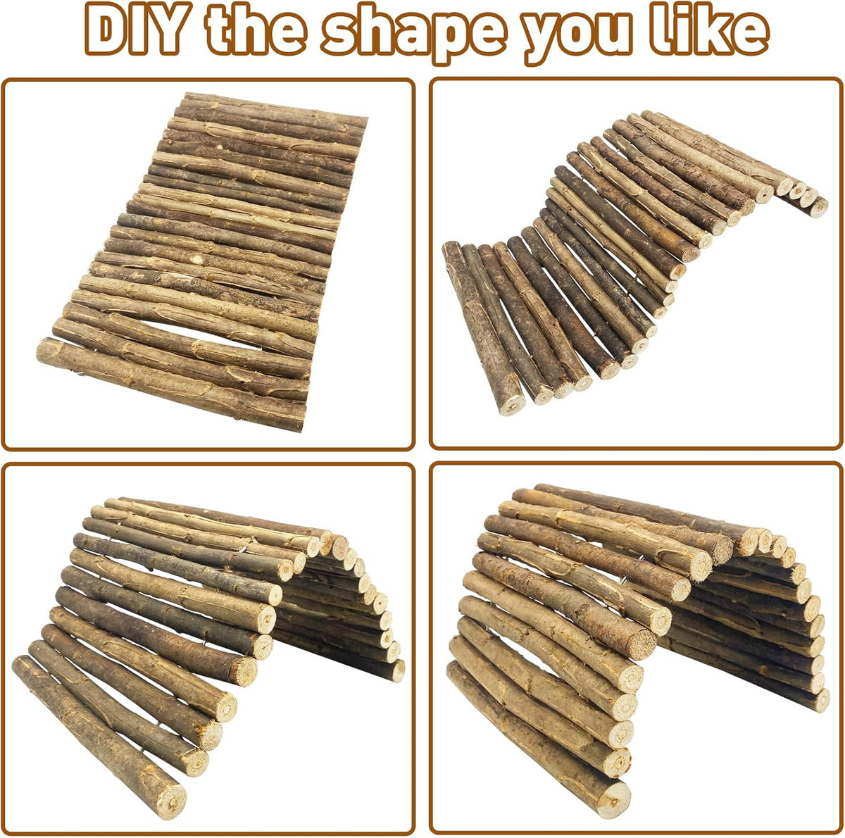 BNOSDM 2PCS Reptile Hideout Wooden Bridge 7.5"x13.4" Lizard Hide Caves Bearded Dragon Habitat