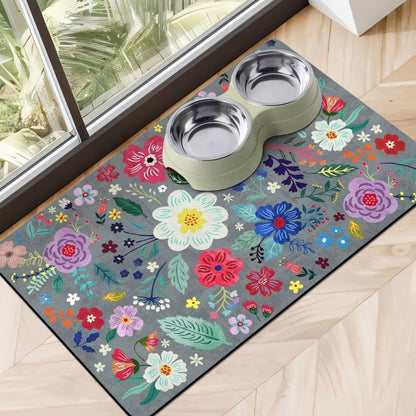 Dog Food Mats for Floors, Absorbent Dog Bowl Mat for Food and Water Dispenser Mat, Quick Dry Cat