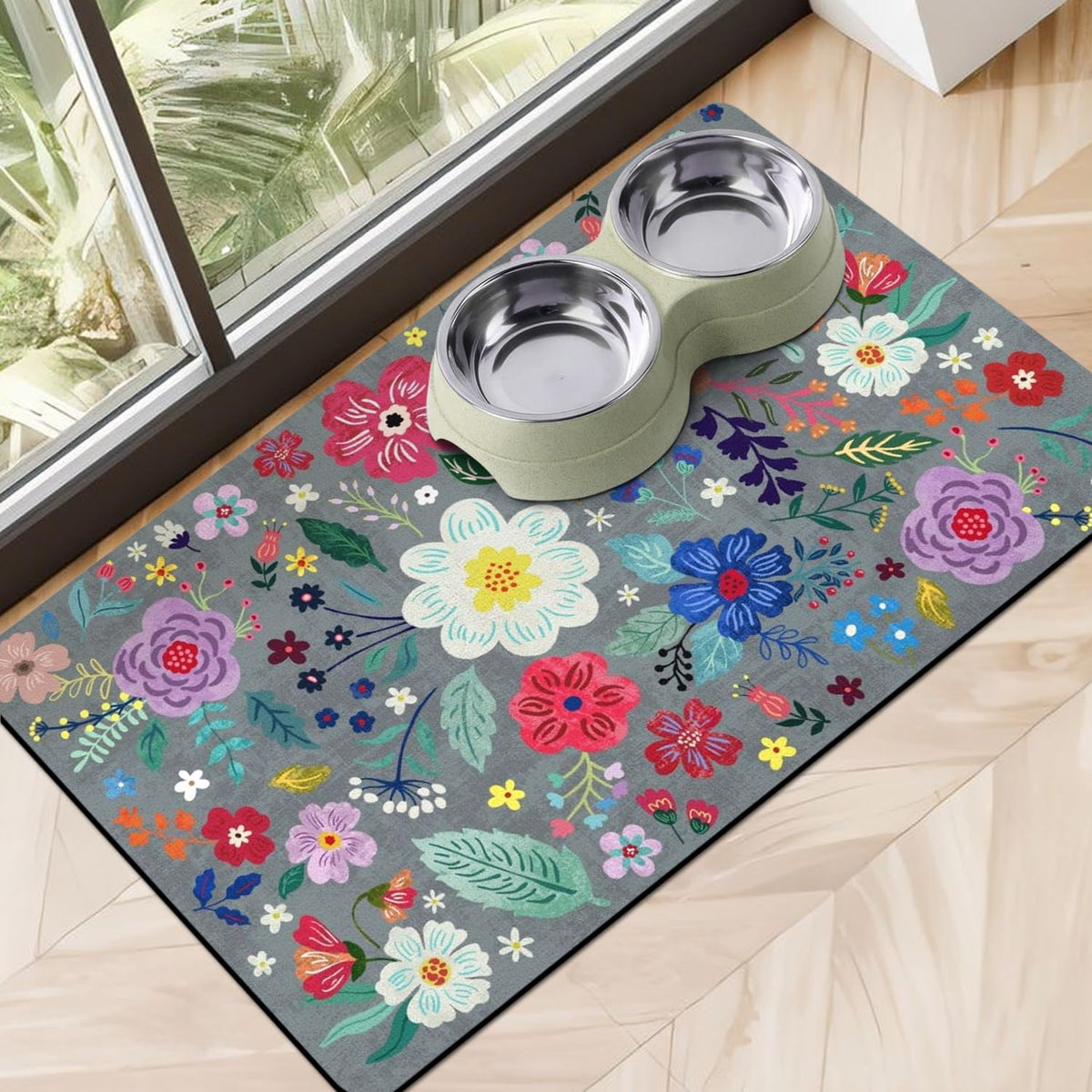 Dog Food Mats for Floors, Absorbent Dog Bowl Mat for Food and Water Dispenser Mat, Quick Dry Cat