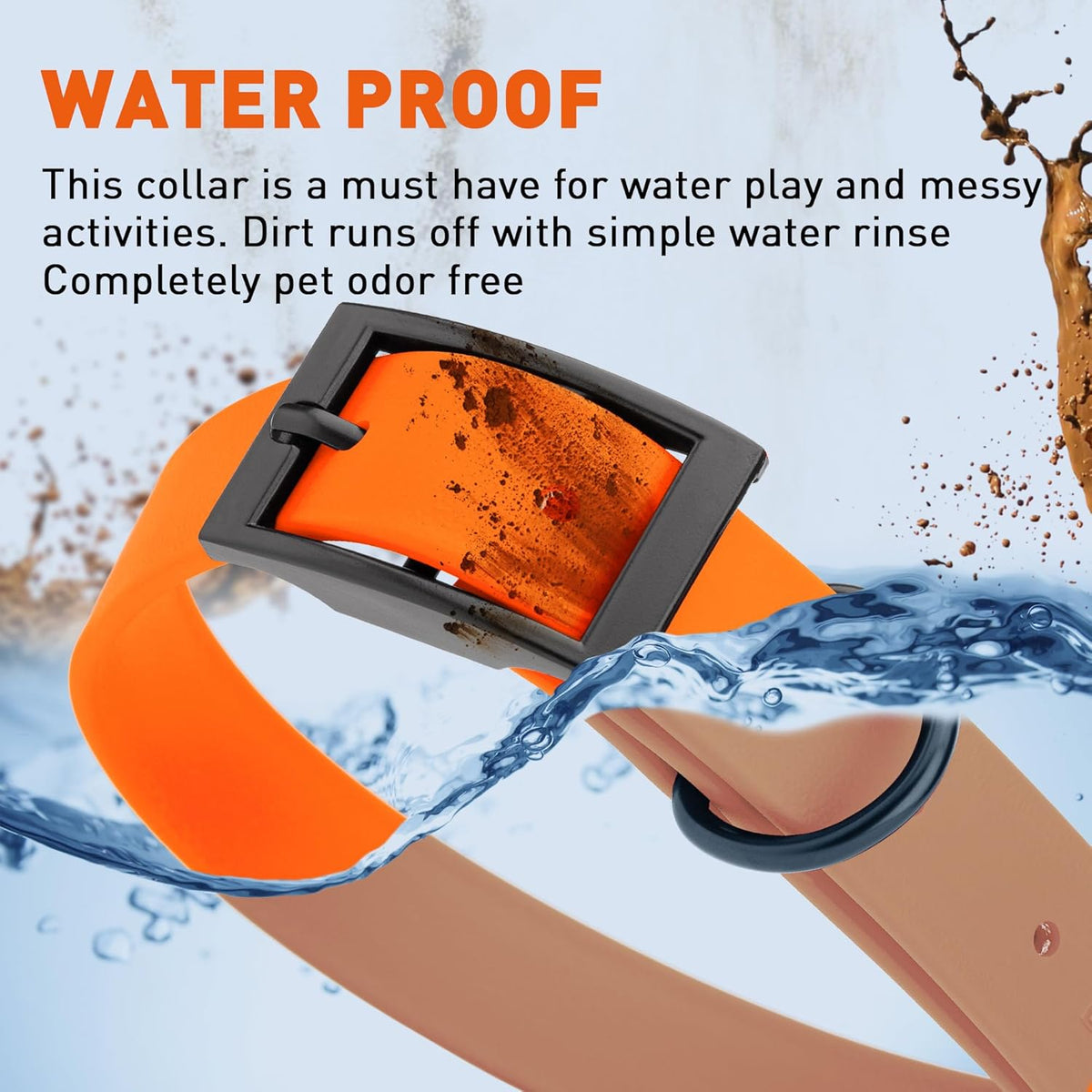 Dogline Biothane Waterproof Dog Collar Strong Coated Nylon Webbing with Black Hardware Odor- Proof