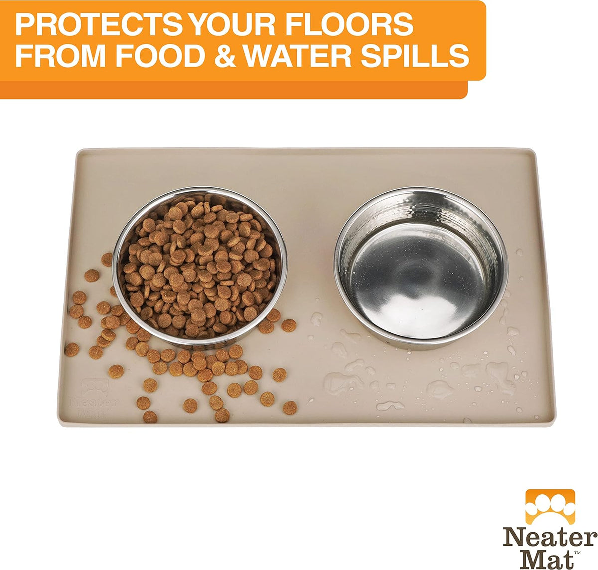 Neater Pet Brands Neater Mat Pet Mats for Food and Water, Cat & Dog Bowl Mat Waterproof Silicone