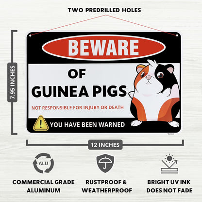 Venicor Guinea Pig Sign Decor - 8 x 12 Inches - Aluminum - Guinea Pig Gifts for Guinea Pig Lovers