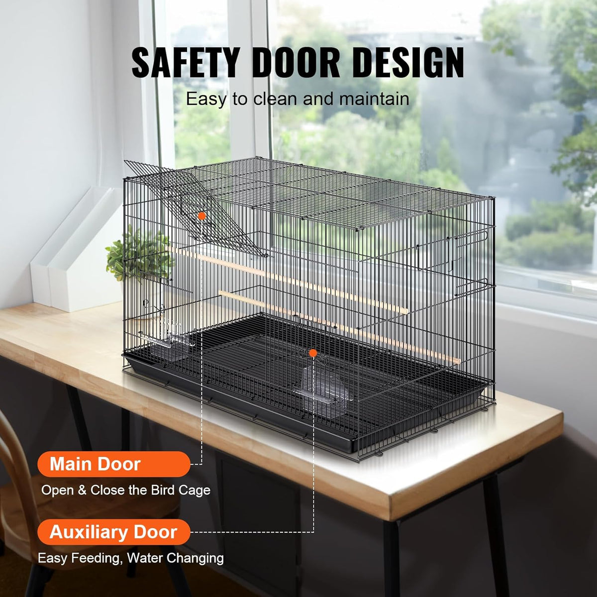 VEVOR 30 Inch Flight Bird Cage, Stackable Bird Cage Parakeet Cage with Slide-Out Tray and Handle