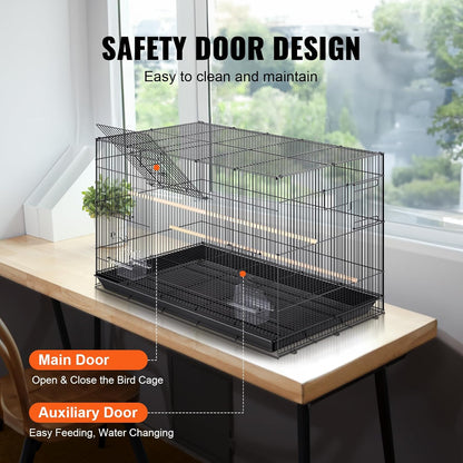 VEVOR 30 Inch Flight Bird Cage, Stackable Bird Cage Parakeet Cage with Slide-Out Tray and Handle