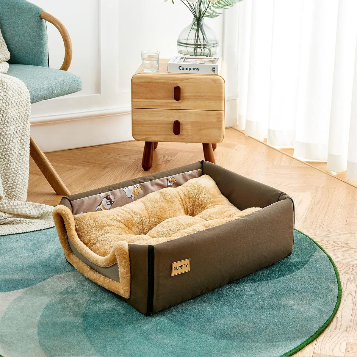 Jiupety Indoor Dog House, 2 in 1 Portable Foldable House Bed with Cover, Pet Tent & Cave Bed for