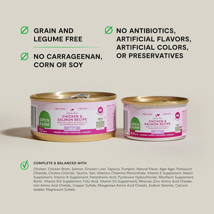 Open Farm Canned Cat Food, Paté for Complete & Balanced Nutrition, Grain-Free and Legume-Free Wet