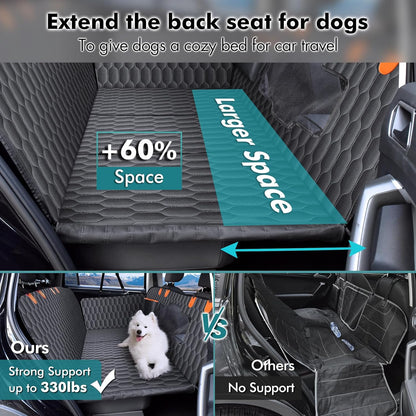 XL Back Seat Extender for Dogs-Supports 400lb,Waterproof Dog Car Seat Cover Hard