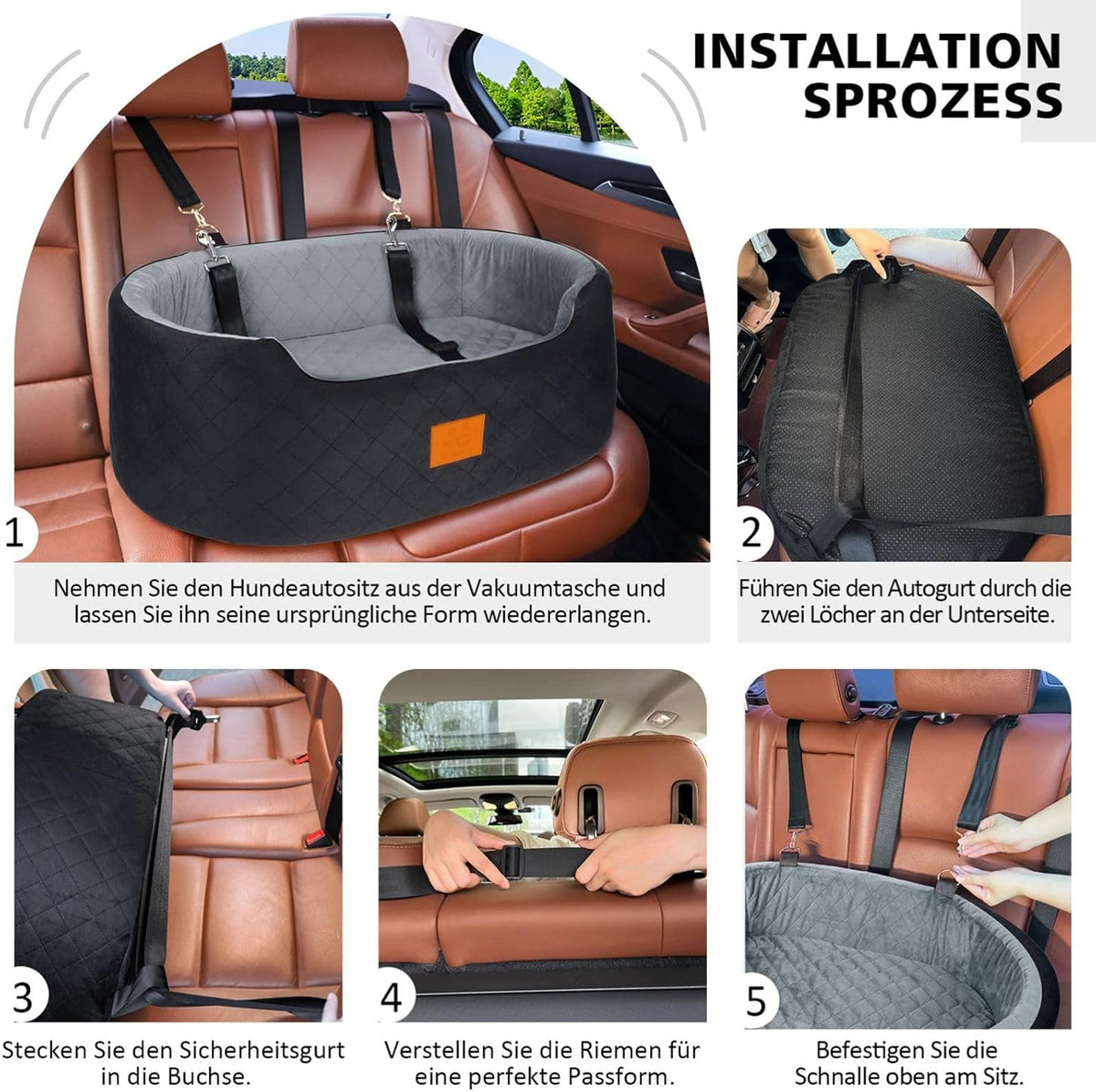 Dog Car Seat for Medium Dogs Up to 50 lbs, Pet Booster Seat for Cars SUVs and Trucks, Travel Dog