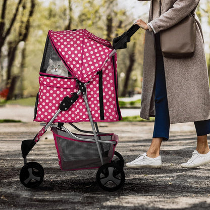 MoNiBloom 3 Wheels Pet Dog Cat Stroller for Small Medium Dogs Cats, Foldable Jogger Stroller