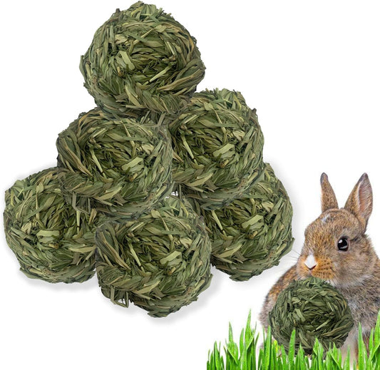 6 Pcs Bunny Timothy Grass Ball Natural Chew Toy Woven Chewing Toys Rabbit Molar Small Animals Teeth