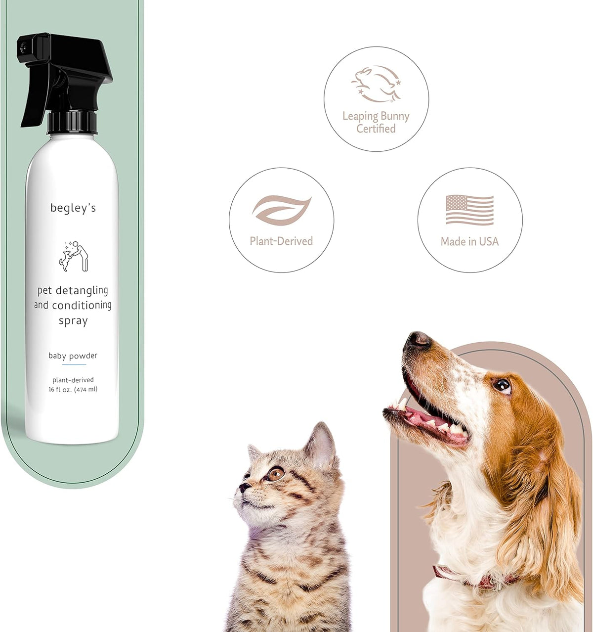 Begley's Pet Detangling Spray - Premium Essential Oil Scented Detangler Spray for Dogs, Puppies &