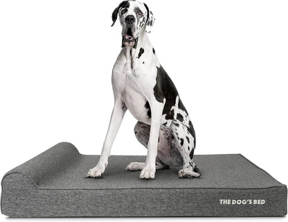 The Dog’s Bed Orthopedic Headrest Dog Bed XXL Grey Linen 54x36, Memory Foam, Pain Relief for