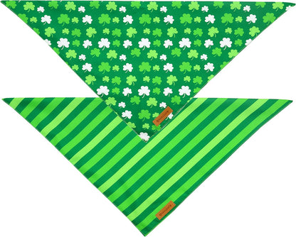 Realeaf St. Patrick's Day Dog Bandanas 2 Pack, Triangle Reversible Pet Scarf for Boys and Girls