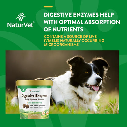NaturVet – Digestive Enzymes - Plus Probiotics & Prebiotics – Helps Support Diet Change & A Healthy