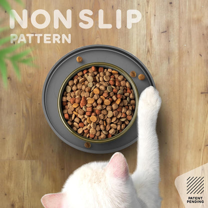 Dog Food Mat Round 10" - Raised Edges Dogs Mat for Food and Water Prevent Spill, Waterproof Cat