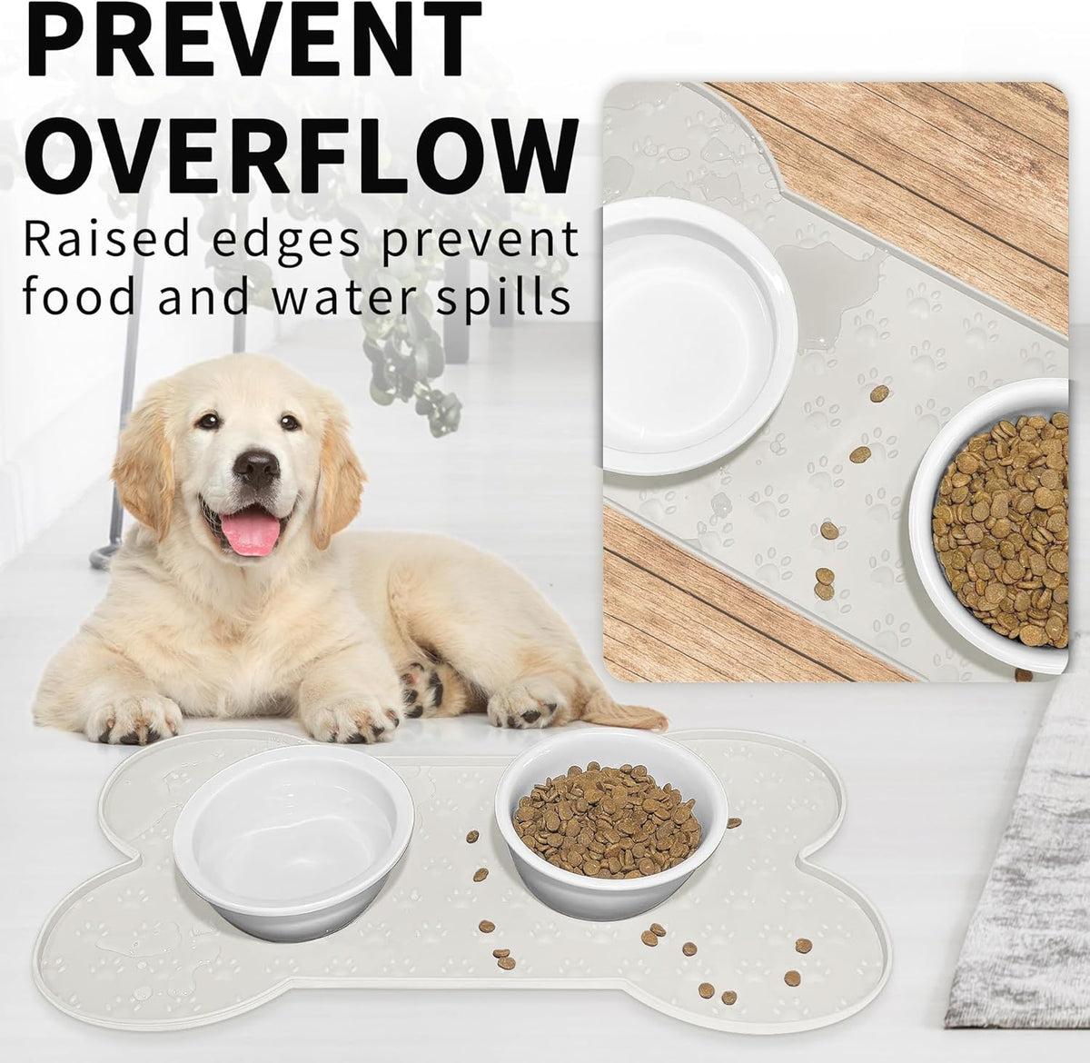 Dog Food Mat Anti-Slip Silicone Dog Bowl Mat Thicker Pet Placemat Waterproof Cat Feeder Pad with