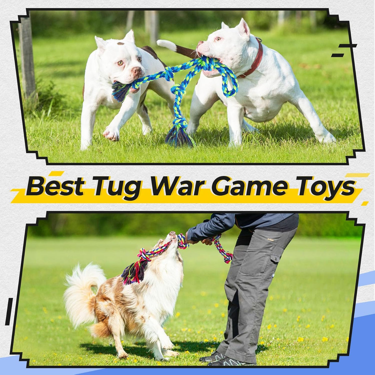 Heavy Duty Dog Rope Toys for Aggressive Chewers, Tough Tug of War Dog Toys for Large, Medium &