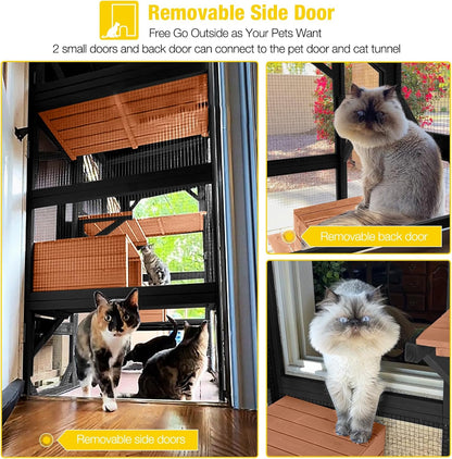 Aivituvin Catio Outdoor Cat Enclosure Large Cat House for Mulitiple Cats Walk in Kitty Cage with