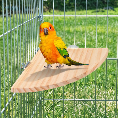 Bird Perch Platform Stand Wooden Parrot Perch Corner 5.9 Inches Fan Shape Playground Cage