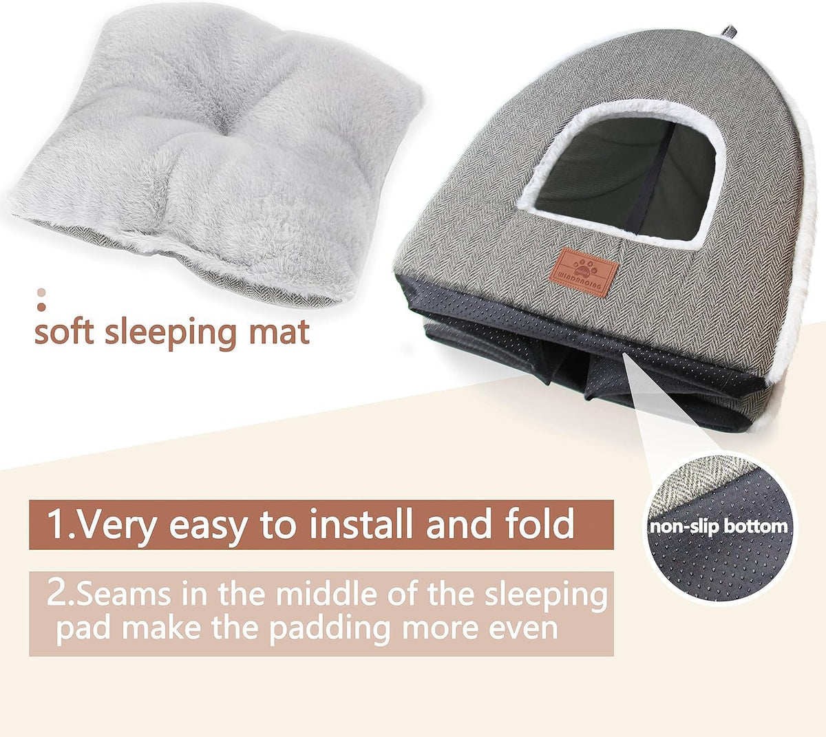 Cat Bed for Indoor Cats - Cat Cave Bed Cat House Cat Tent with Removable Washable Cushioned Pillow