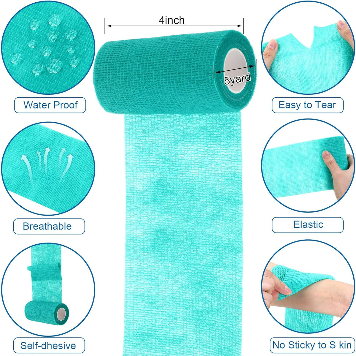 Treela 36 Pcs Self Adherent Bandage 4" X 5 Yard Wrap Breathable Cohesive Bandage Elastic Adhesive