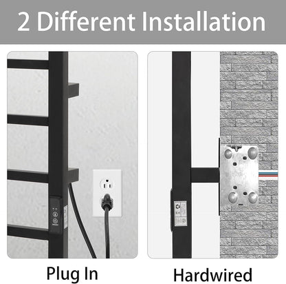 KEG Towel Warmer 4 Bars for Bathroom Wall Mounted Bath Towel Heater Hardwired and Plug-in with