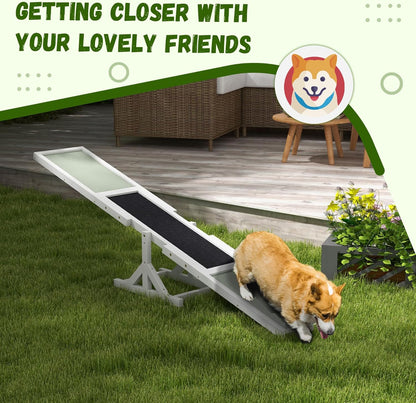 PawHut Wooden Dog Agility Seesaw for Training and Exercise, Platform Equipment Run Game Toy