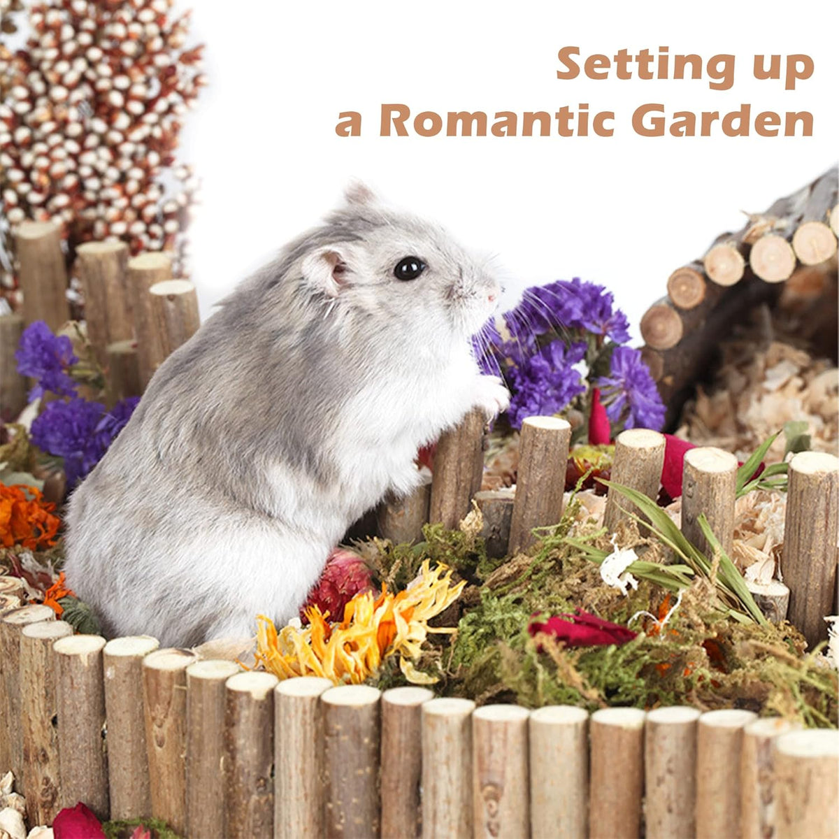 Natural Ear of Grain Flower&Herb Bedding Mate Habitat Decor, Adding Fun Hamster Accessories for
