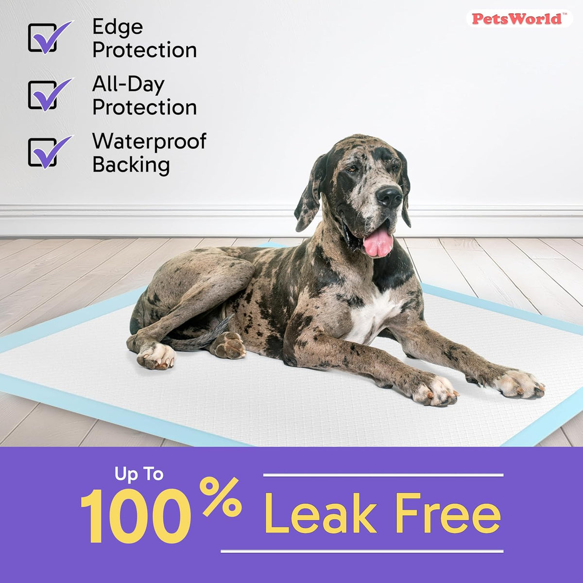 PETSWORLD Giant Dog Potty Pads, Odor-Eliminating, 36" x 36", Ultra Absorbent 5-Layer Leak-Proof