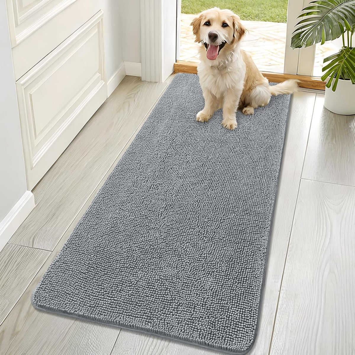 OLANLY Dog Door Mat for Muddy Paws 70x32, Absorbs Moisture and Dirt, Absorbent Non-Slip Washable