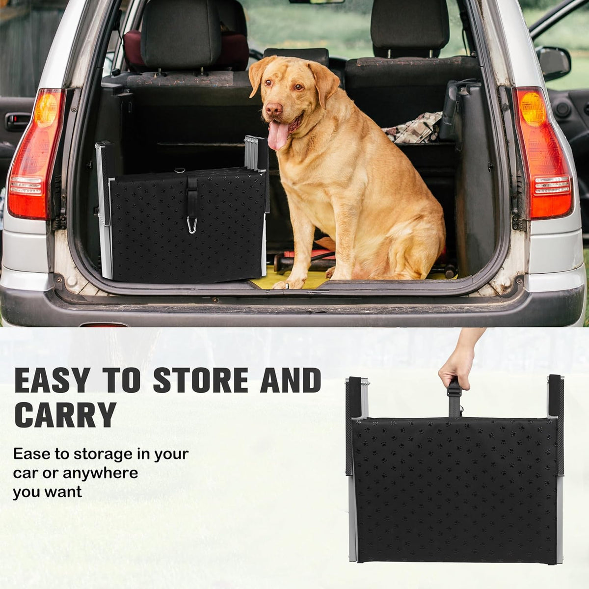 Niubya Dog Ramps for Cars, Portable Folding Dog Stairs for Cars, SUV, Trucks, Lightweight Pet Ramp