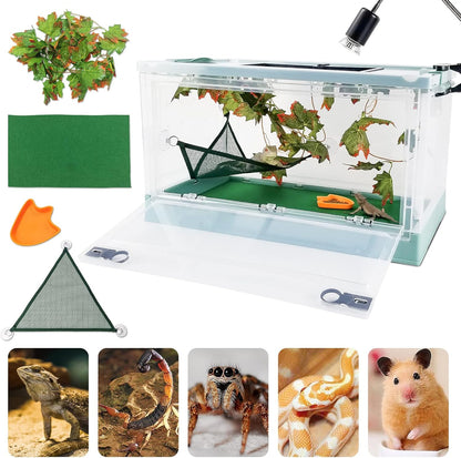Travel Portable Foldable Terrarium Kits for Reptiles -Heat-Resistant Material, Easy to Move with